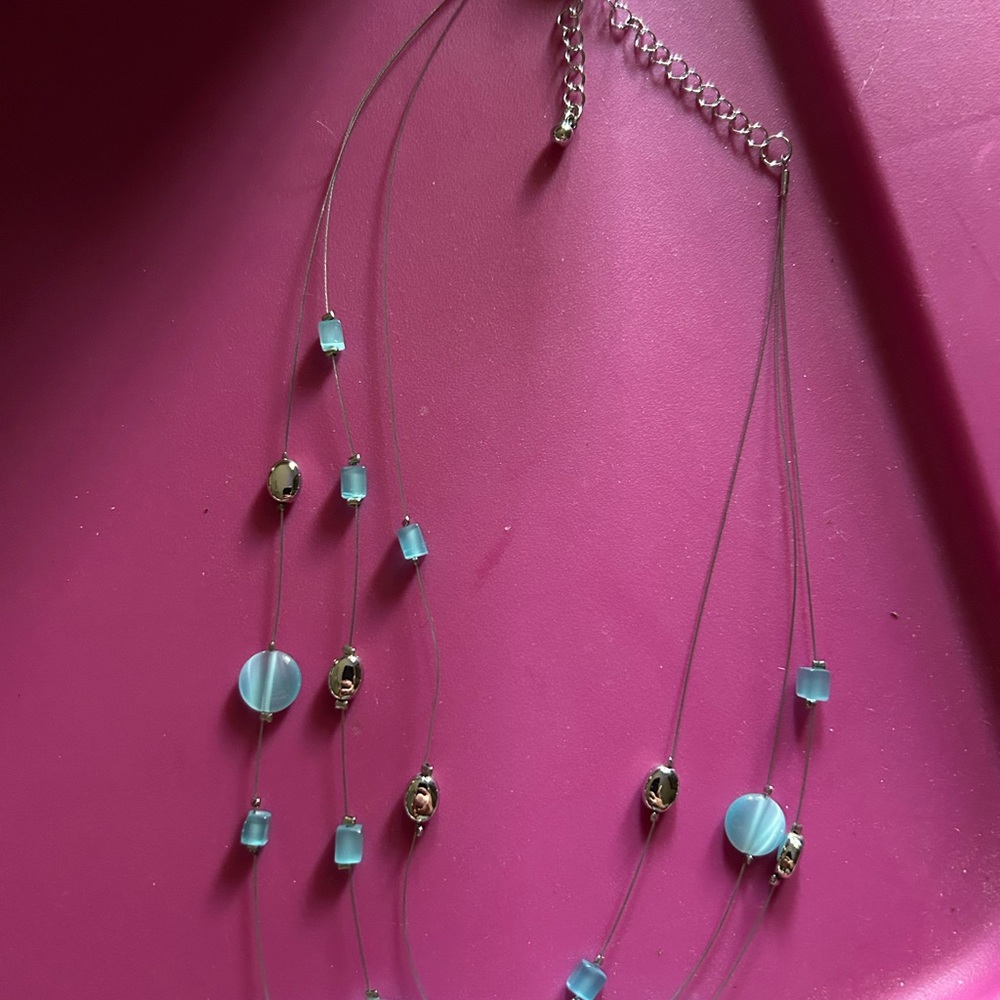 Lia Sophia Elegant Blue and Gold Beaded Necklace